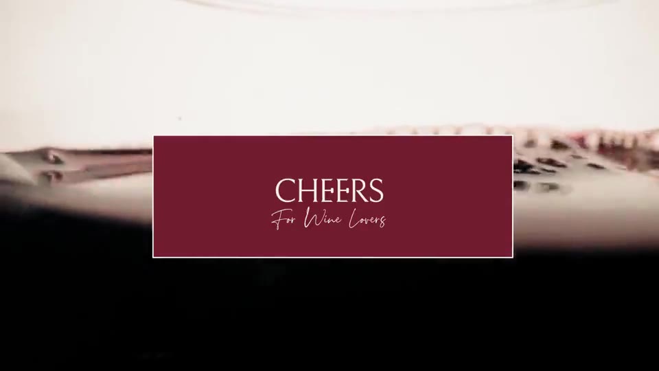 The end card: CHEERS on a pour of wine.