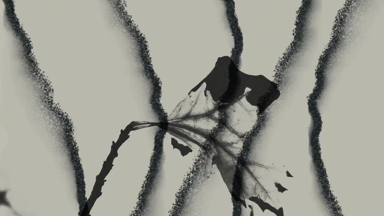 Generated branches, ink on paper, with a handwritten line.