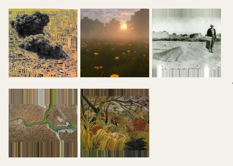 Five images of one word.
